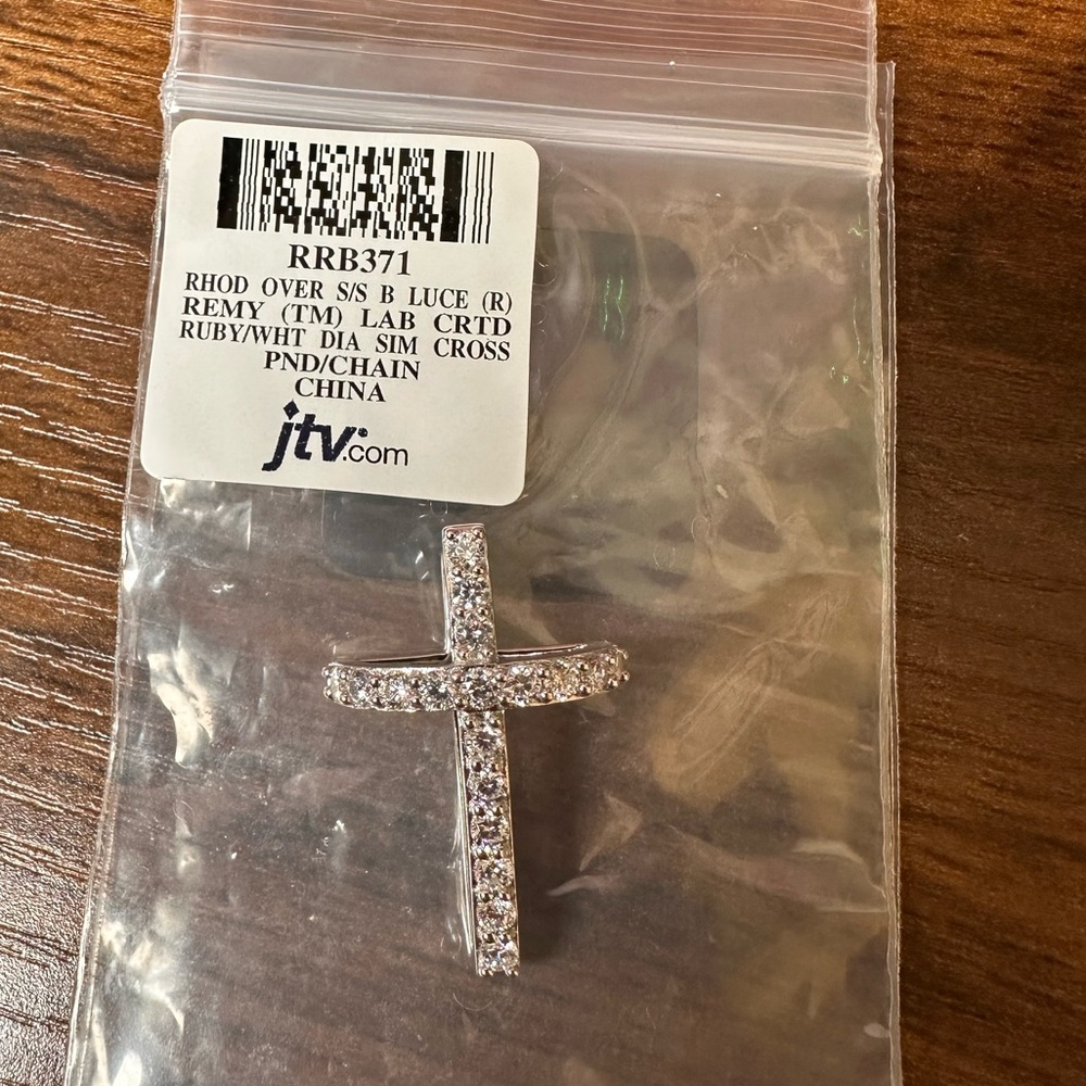 Cross Lab Created Ruby/White Diamond Simulated Pendant